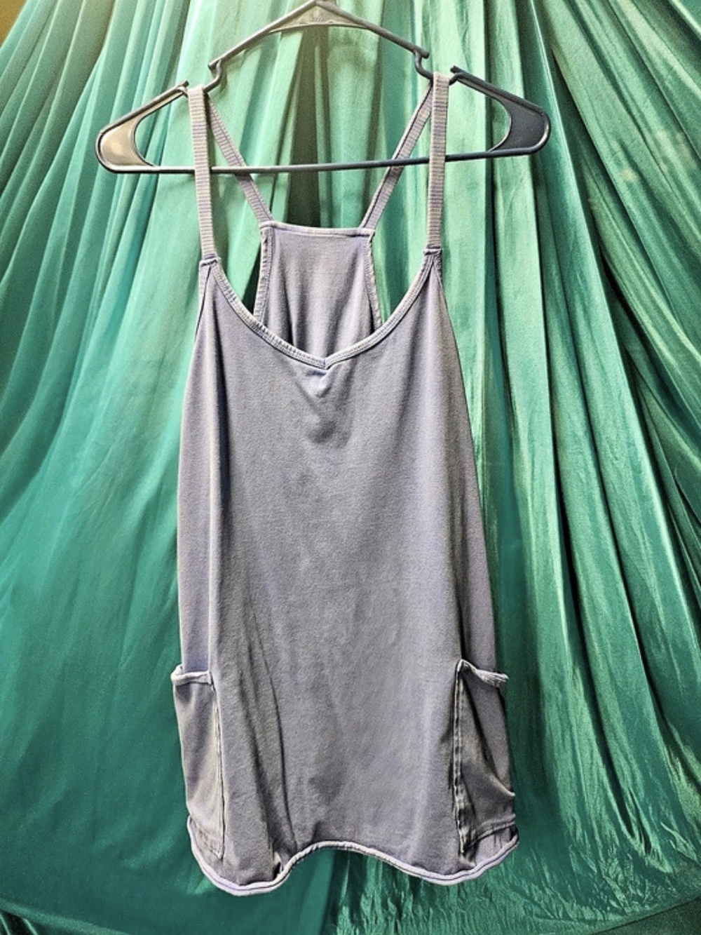 Free People Hot Shot Mini Dress Blue Cargo Romper Small